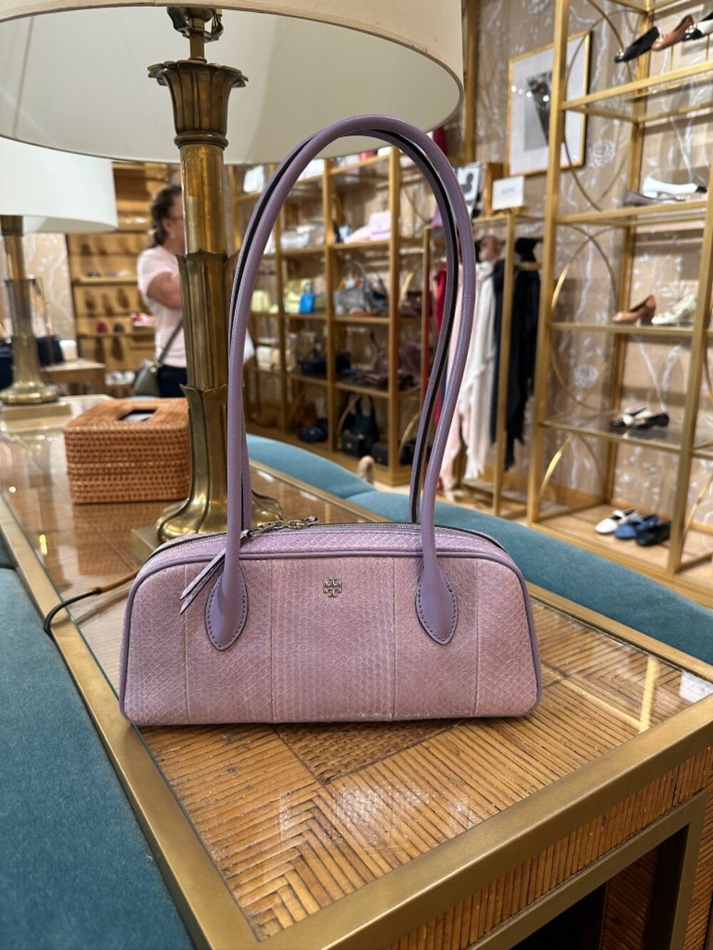 NWT! Tory Burch Rory Box Satchel 181102 In Lavender Sun Water Snake Leather